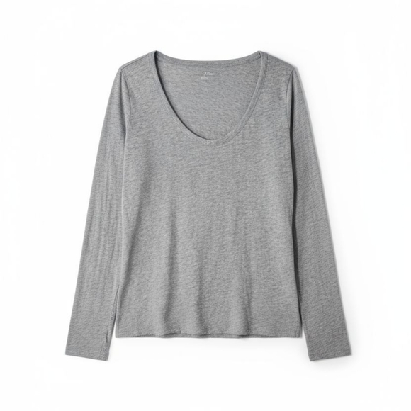 J. Crew Gray Long Sleeve Relaxed Top Vintage Cotton Size S - Picture 1 of 2
